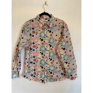 Boden Multi Colored Star Bursts Button Down Top The Classic Shirt Size 12R